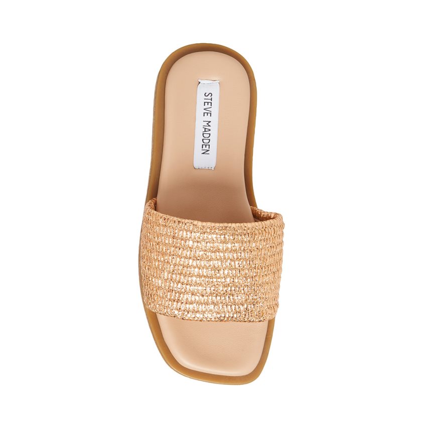 Sandalias de Diapositivas Steve Madden Leigh Rose Mujer Doradas | ES XLS219